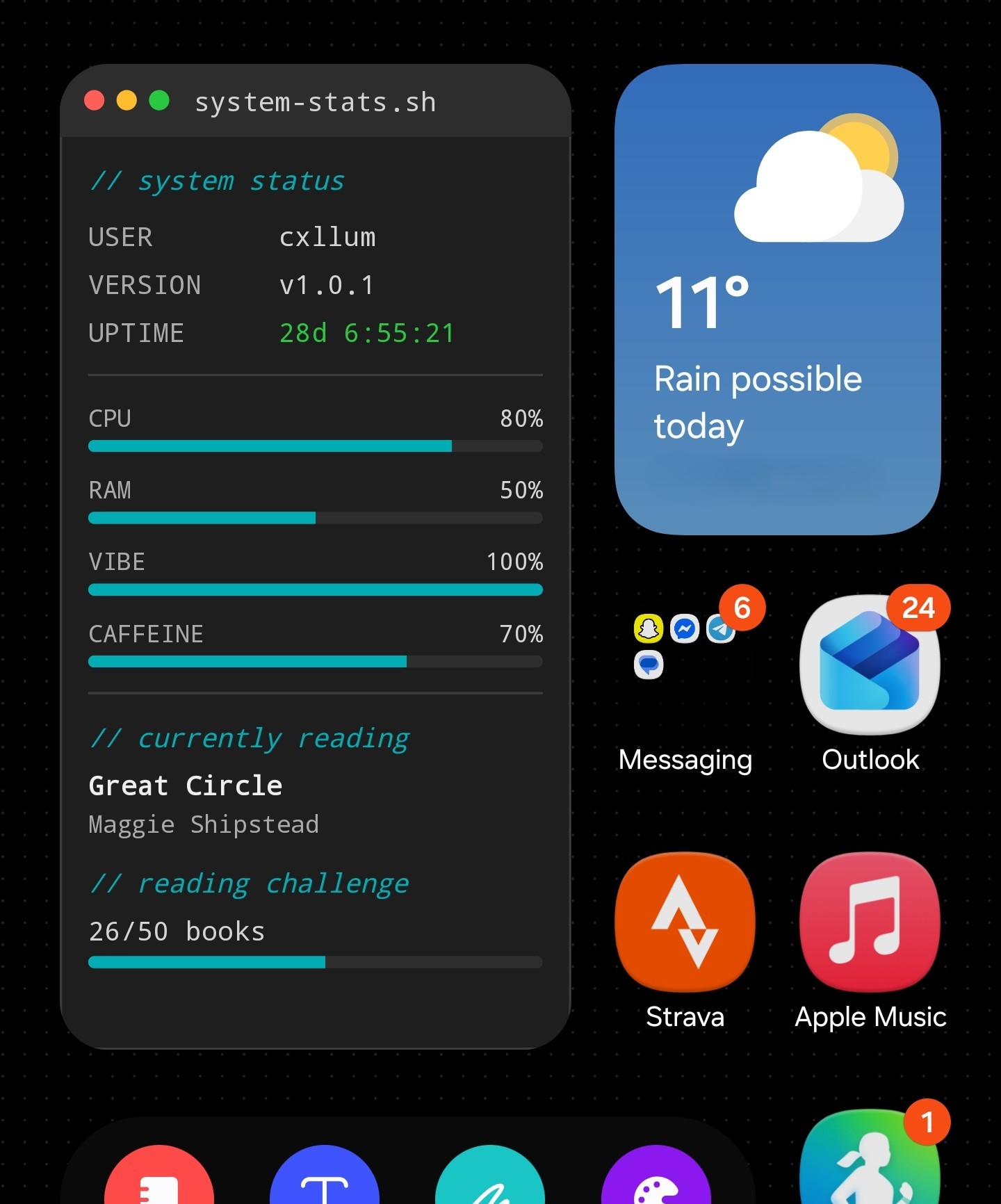 system stats widget on my home screen